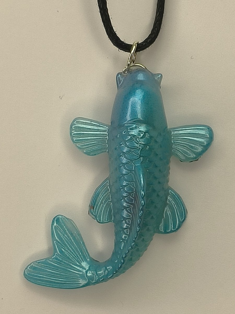 greeny blue Resin Koi Fish Pendant