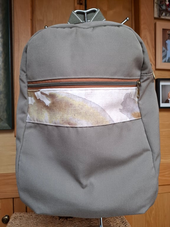 Khaki canvas backpack