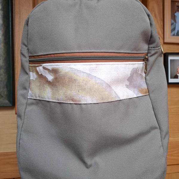 Khaki canvas backpack