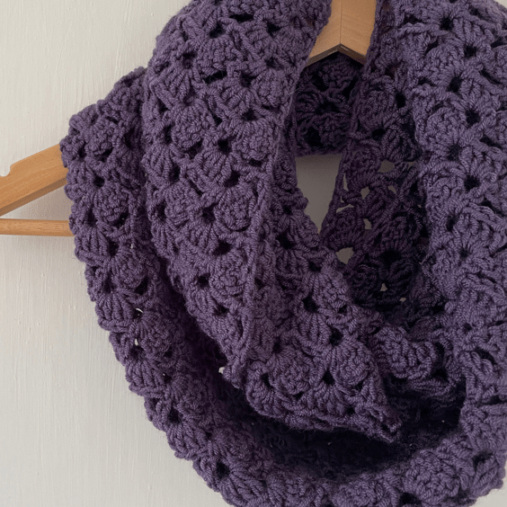 Purple Infinity Scarf - Handmade - Crochet - Walkers Gift