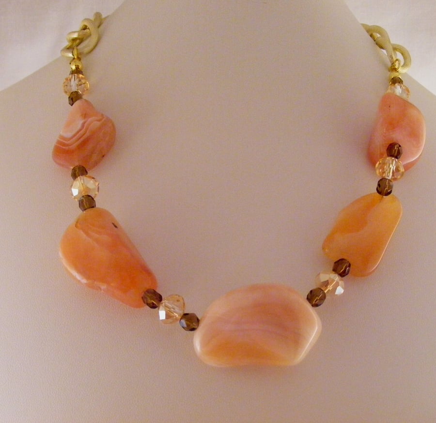 Peach Botswana Agate Necklace