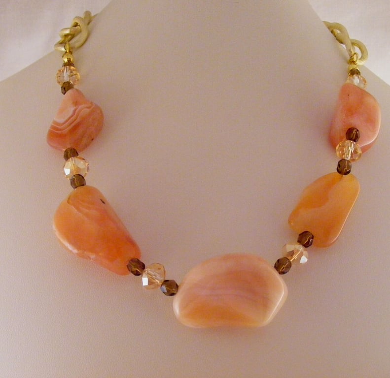 Peach Botswana Agate Necklace