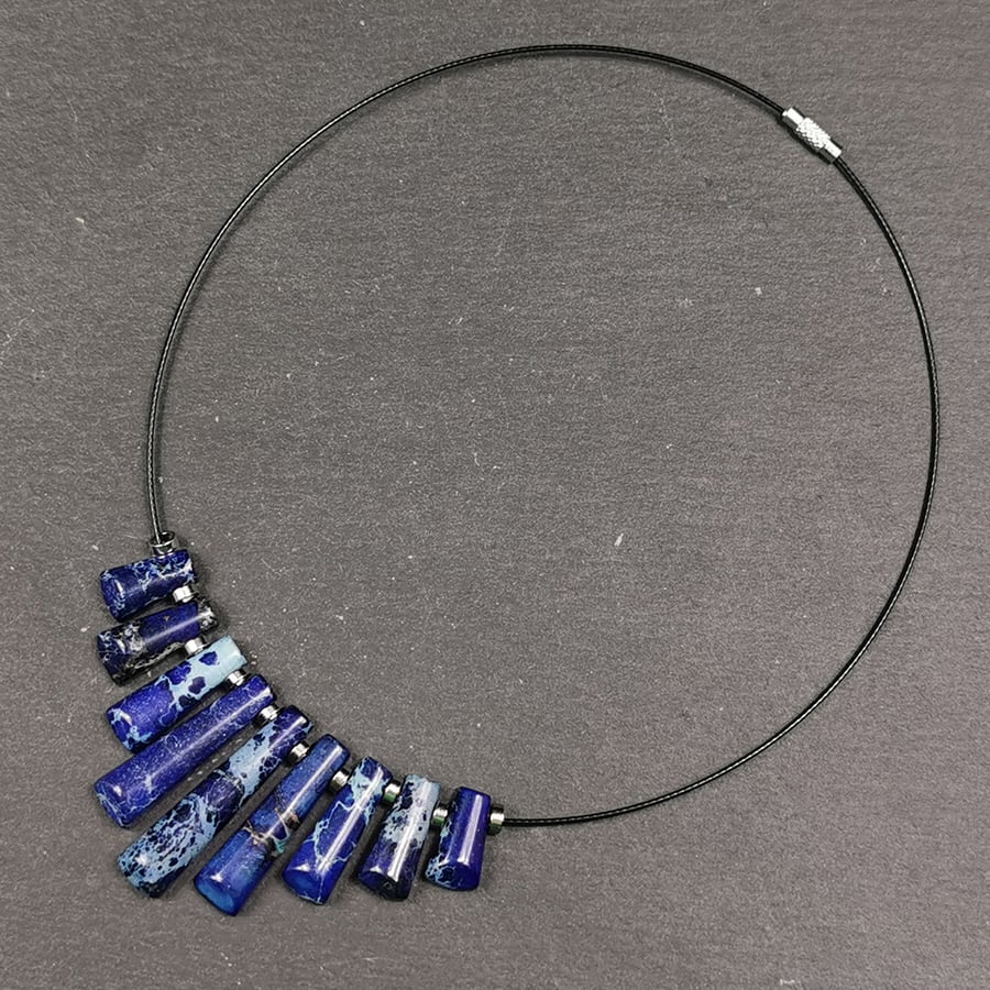 Blue variscite choker necklace