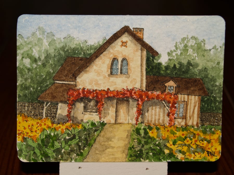 ACEO Original Le Petit Hameau Versailles