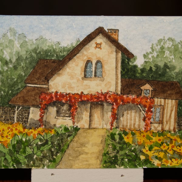 ACEO Original Le Petit Hameau Versailles