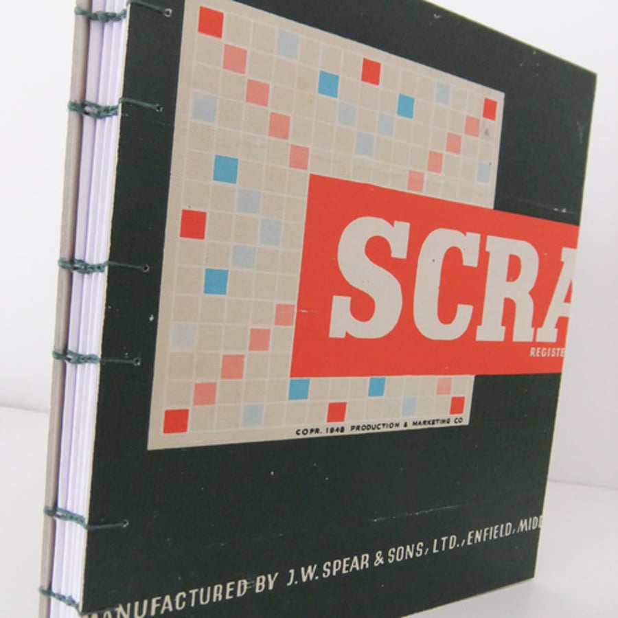 Handmade Scrabble Journal upcycled from box of vintage Scrabble game