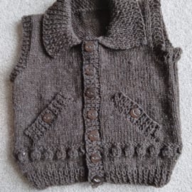 Child's chunky handknitted body warmer gilet waistcoat. 1-2 years Seconds Sunday