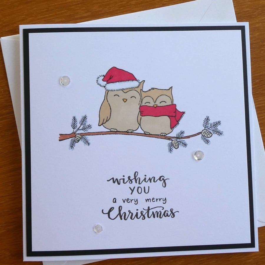 Owls Christmas Card - To A Wonderful Couple