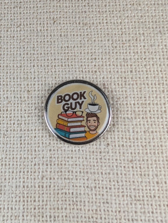 Book Guy - Book Lover Themed Pin - Large Resin Topped Pin Badge 