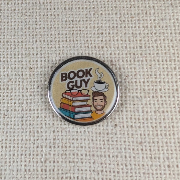 Book Guy - Book Lover Themed Pin - Large Resin Topped Pin Badge 