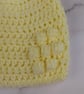 Lemon Yellow Crochet Baby Hat with Rainbow Faux Fur Pom - Newborn to 3 Months  - Image 4