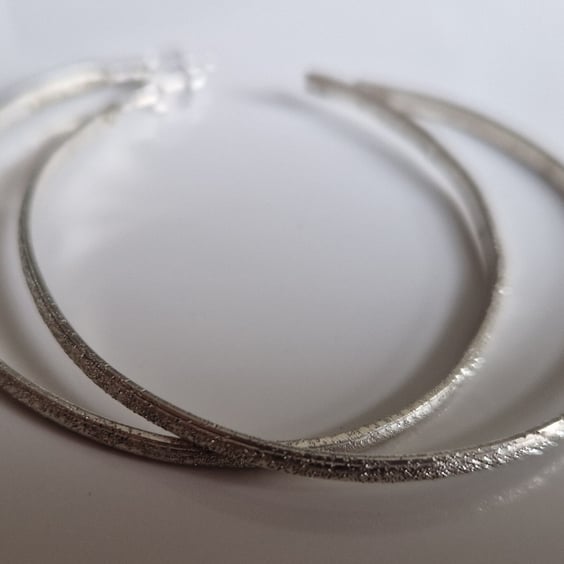Handmade Sterling Silver Earrings : hoops : large : sparkly!