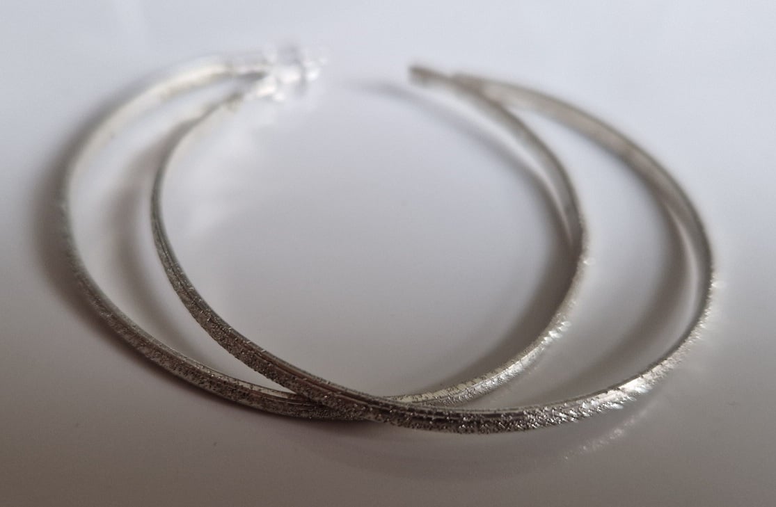 Handmade Sterling Silver Earrings : hoops : large : sparkly!