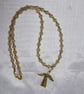 20 inch Beaded Necklace with Golden Guardian Angel Pendant - Image 2