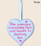 She Overcame Everything Heart Hanger - Inspirational Embroidered Felt Decoration - Image 2