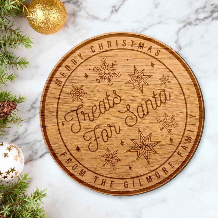 Personalised Treats for Santa - Snow Plate: Custom Christmas Eve Santa Tray