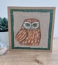 Hand Drawn Little Owl Blank Greetings card. Special Card for Nature Lovers