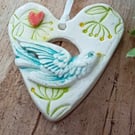 Bluebird Ceramic hanging heart