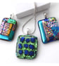Luxury Fused Dichroic Glass Pendant P015 Silver plated chain - Image 7