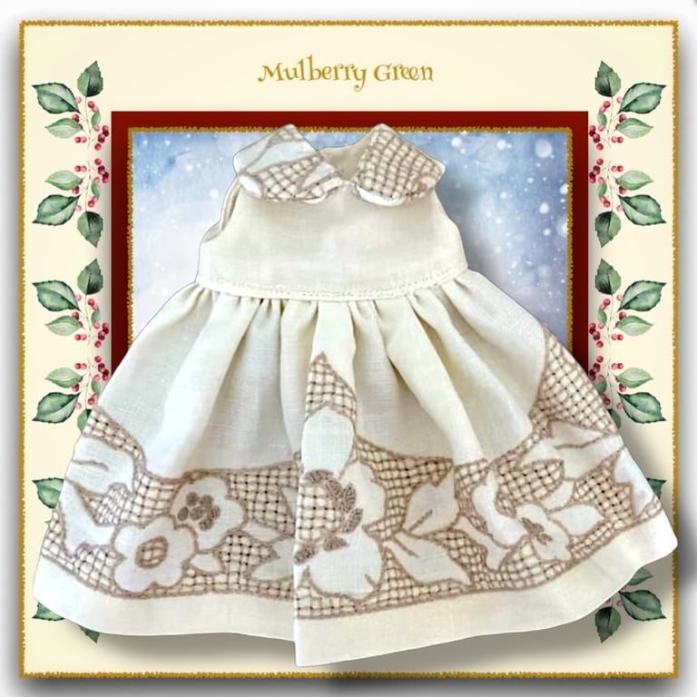 Embroidered Linen Dress  with a Peter Pan Collar