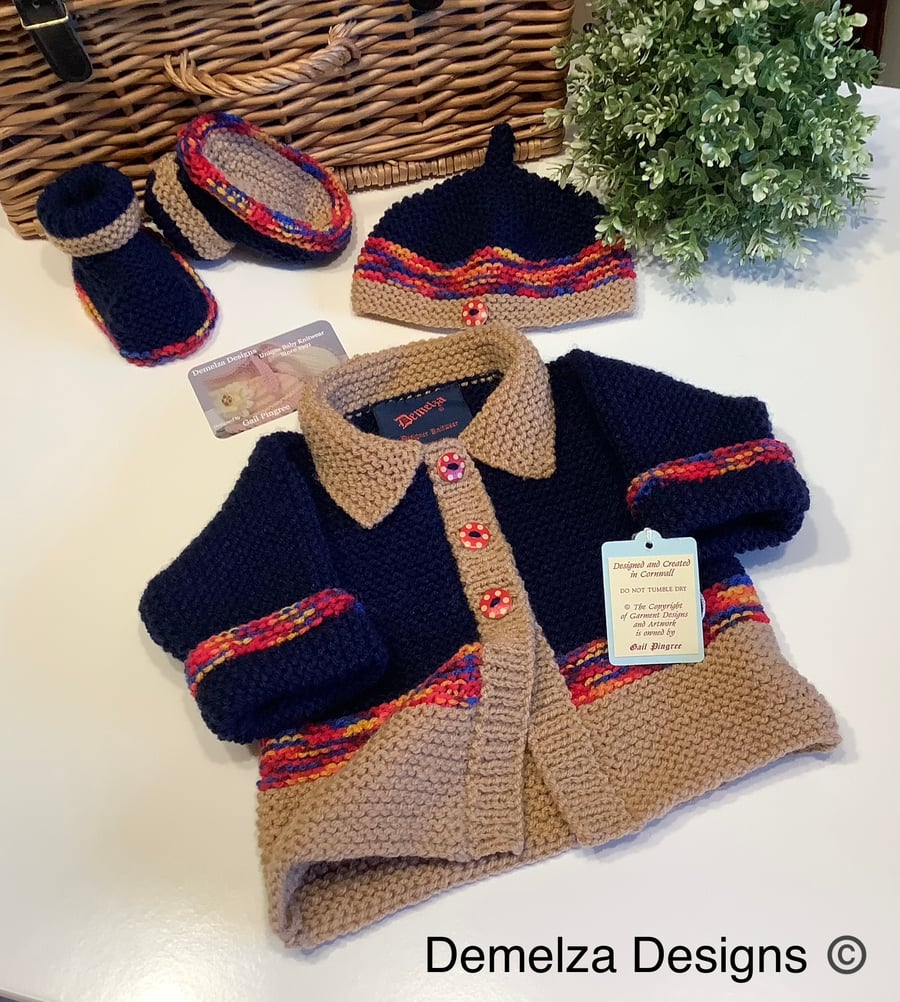 Designer Hand Knitted Baby Jacket - Layette Set 0-6 Months Size