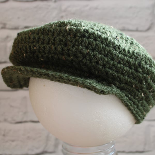 Newsboy Cap - Baby Flat Cap - Green Tweed Cap - Baby to Toddler Sizes