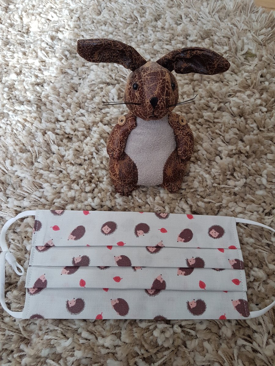 Adult face covering – Hedgehog and leaf print