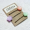 Trio of Bobby Pins with Pastel Flowers