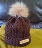 Handmade crochet hat with fur bobble