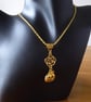 Golden Rose & Pumpkin Pendant Necklace with 22 inch chain