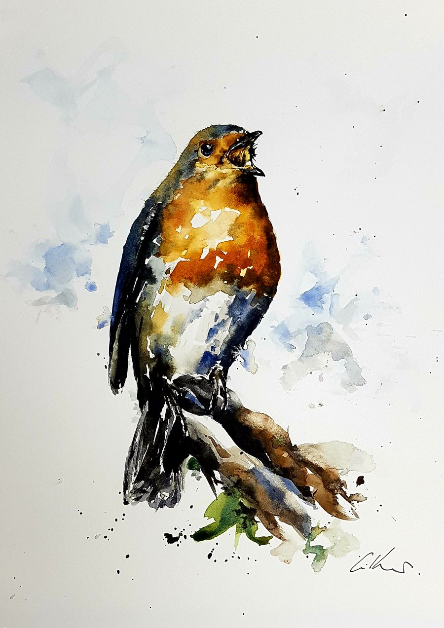 Robin, Original Watercolour Painting.