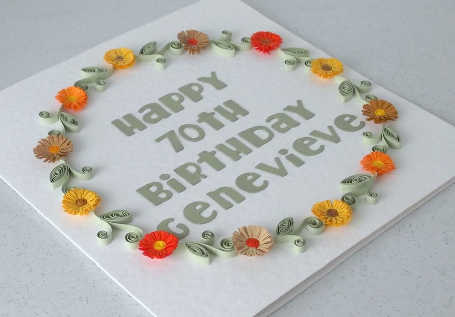 70th birthday card - personalised with any age and name