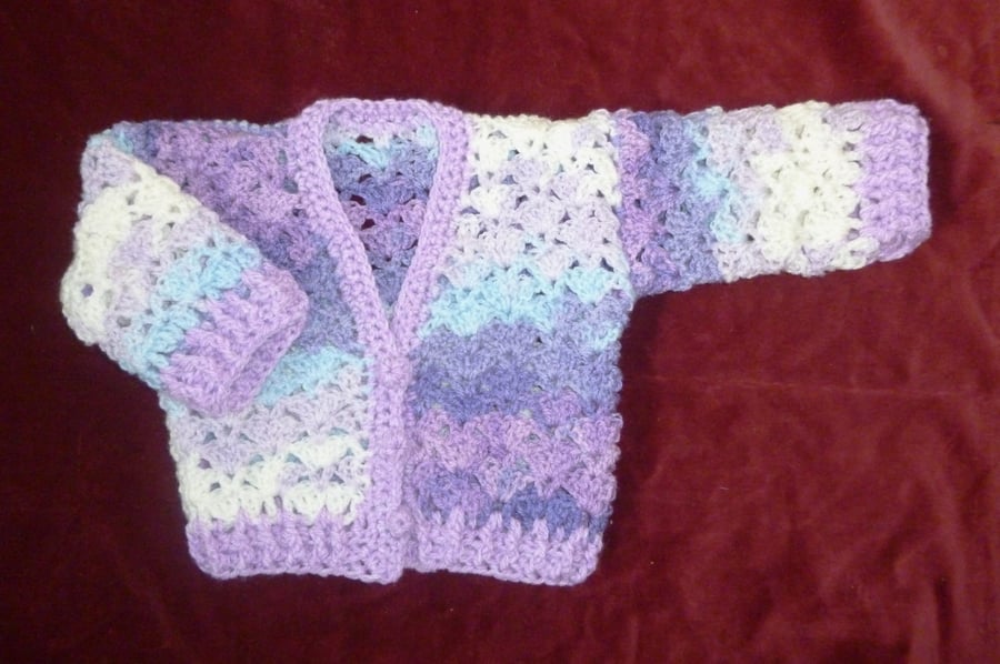 crochet baby lacy cardigan ( ref FA 660 M1 )