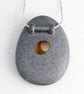 A Pebble pendant with a gilded hole that goes through the pebble. Silver chain - Image 4