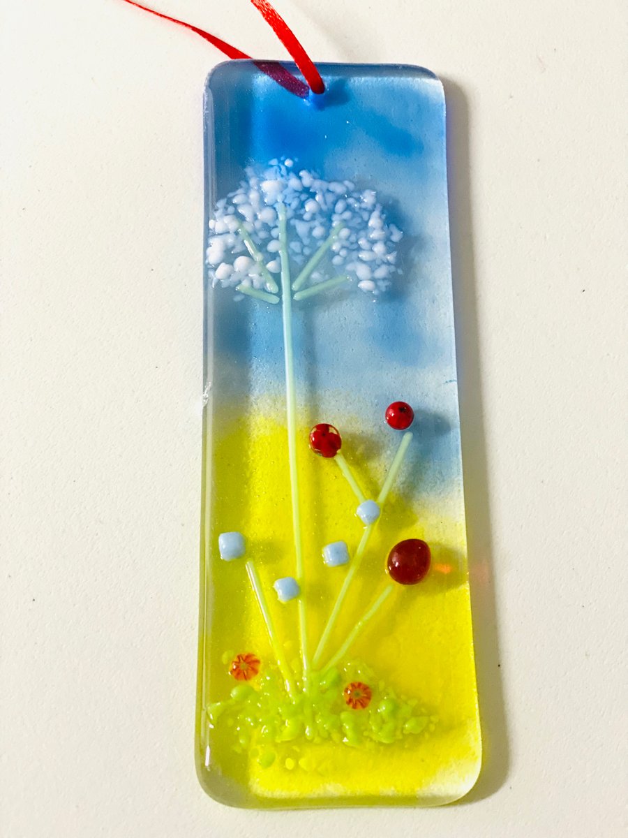 Fused glass hanging panel