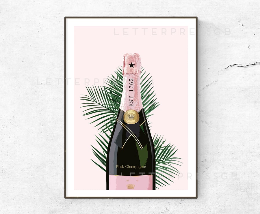 Pink Champagne Poster, Print