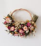 Dried pink strawflower and eucalyptus wreath 