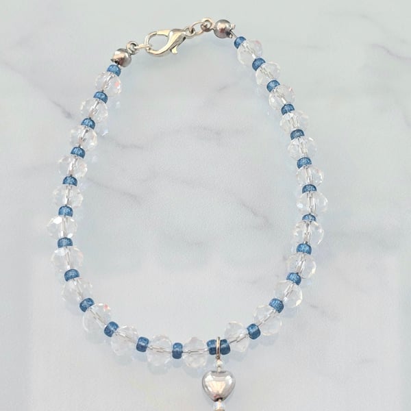 Silver heart charm bracelet