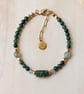 Labradorite & Moss Agate Bracelet with Natural Euchlorite Charm – Minimalist Gem
