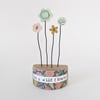 Clay and Button Flower Garden in a Floral Wood Block 'Be a wild flower'