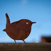 Jenny Wren Fence Topper, Rusty Garden Bird Ornament, Anniversary Gift