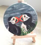 Puffins handpainted wooden coaster - Image 4