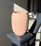 Handmade pink carved textured stoneware ceramic vase for dried or fresh flowers