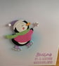 Handmade Christmas Card – Skating Penguin  - Image 2