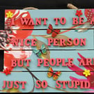 Hand decorated hanging wooden sign 