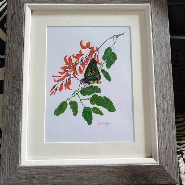 Original Mixed Media And Water Colour Picture Framed P&P