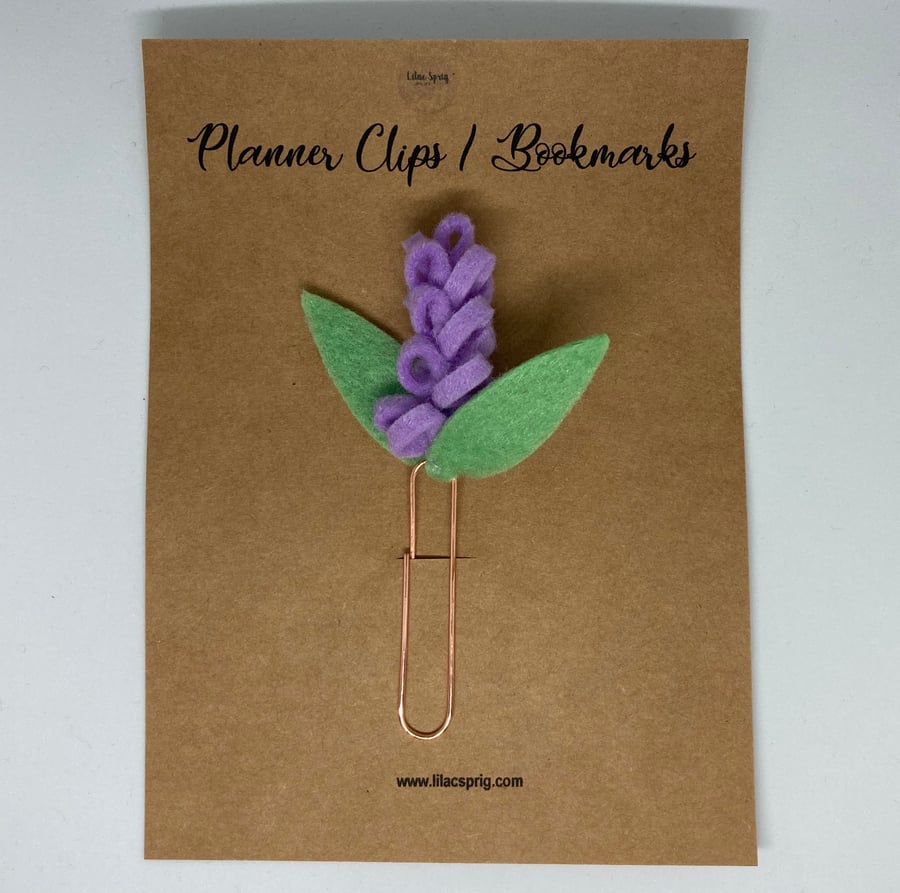 Felt Lavender Flower & Rose Gold Planner Clip