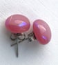 Fused Glass Button Earrings - Image 2