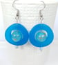 Colourful Boho Dangle Earrings Bright Blue Acrylic & Murano Bead Drop Earrings