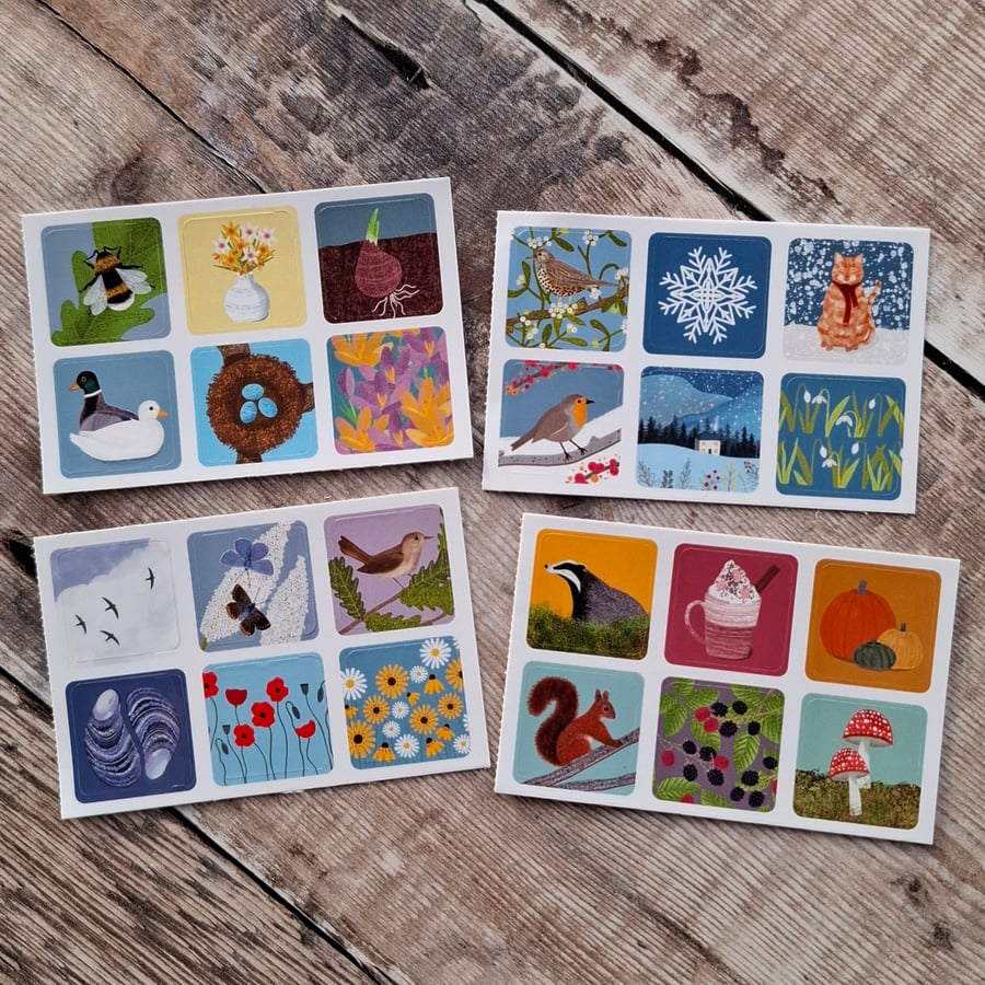 Seasons Envelope Sticker Set - 24 mini stickers